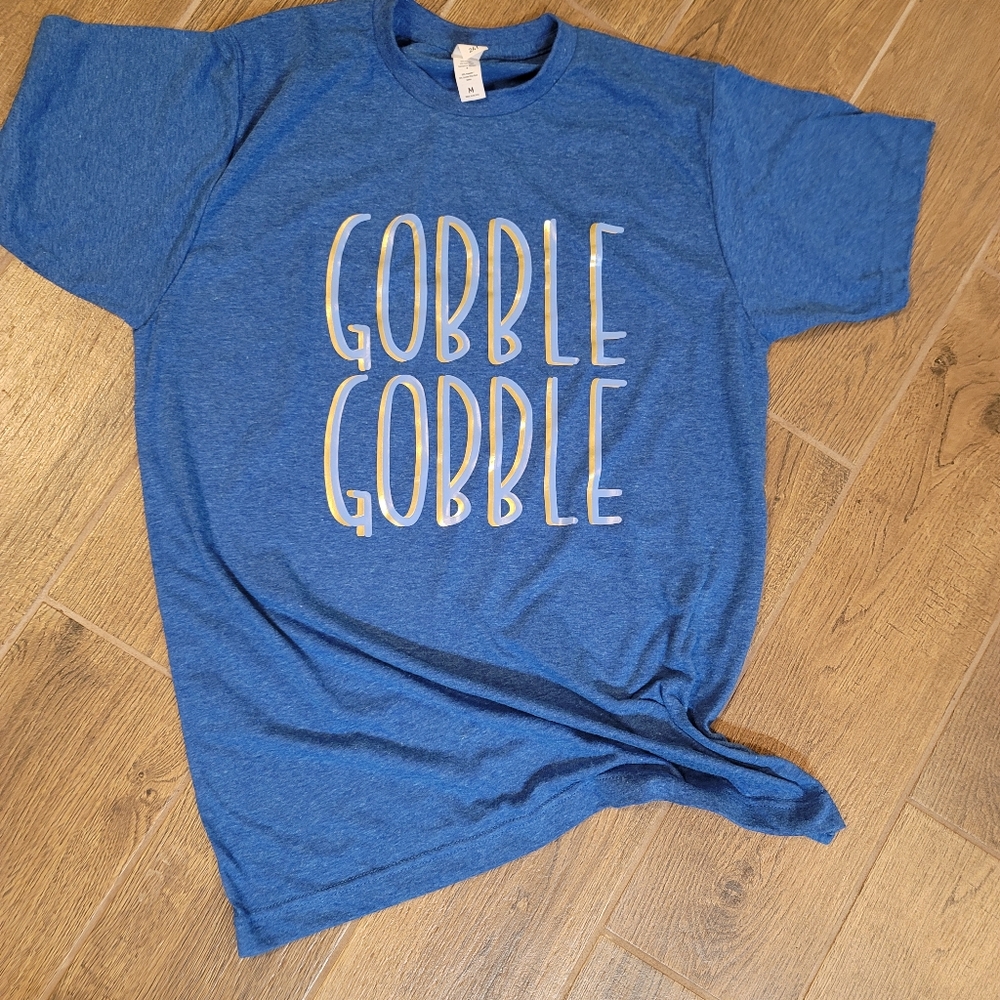 Blue Gobble Gobble / blue on gold